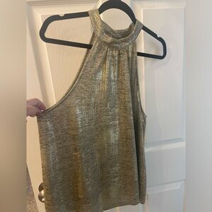 Gold and black Anthropologie halter shirt